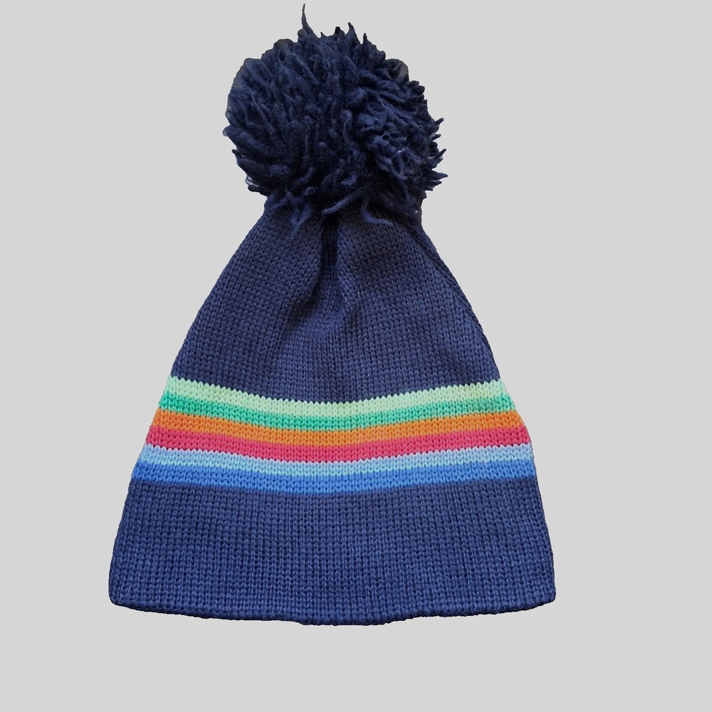 Vtg Smiley Unisex Adults Winter Wool Beanie Blue Green Orange One Size Stretch